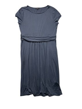 Quince Blue Tencel Jersey Ruched Waist Dress Size XL Short Sleeve Midi